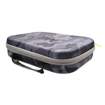 Étui portable en EVA à motif camouflage, antichoc et étanche, compatible avec GoPro, Insta360, DJI et autres caméras d'action. Dimensions : 27 cm x 19 cm x 7 cm.