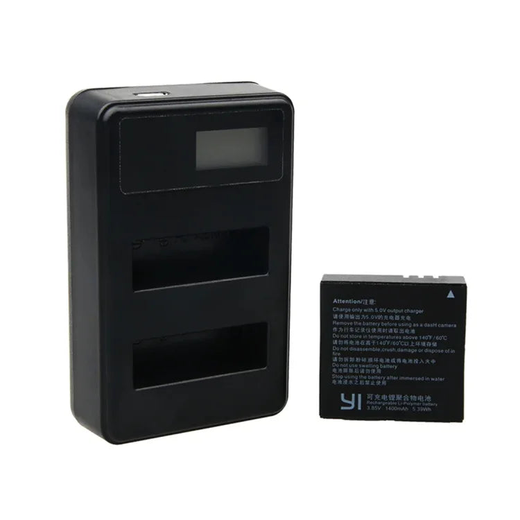 Chargeur double batterie avec écran LCD et câble USB pour caméra sport Xiaoyi 4K, affichage de la capacité de charge (XM47), chargeur de batterie avec écran LCD