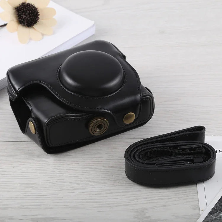 Étui intégral en cuir PU avec bandoulière pour appareil photo Canon G16