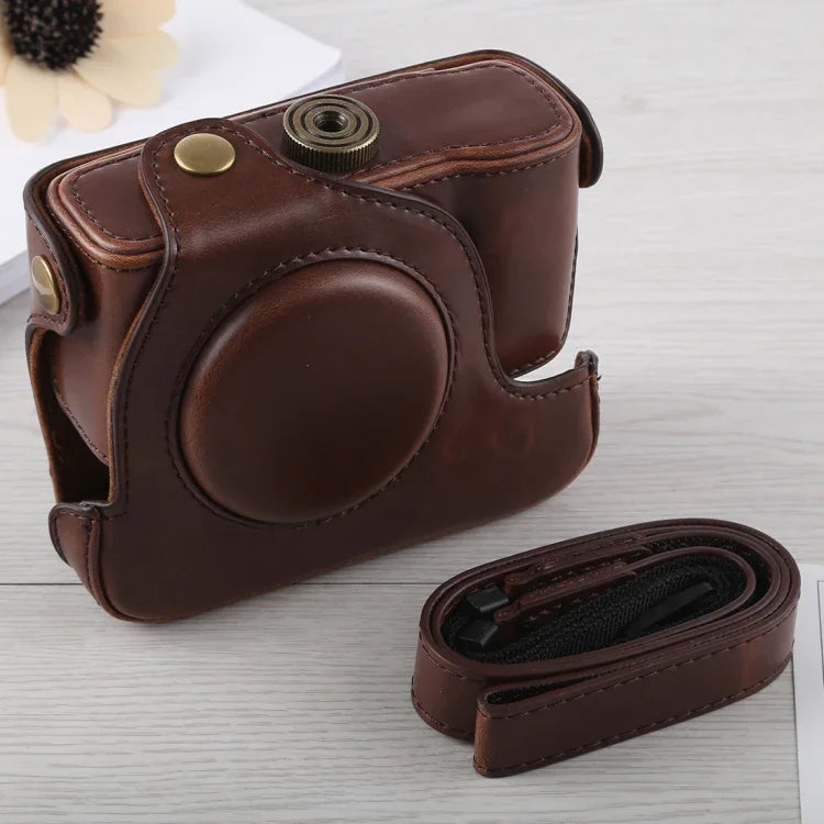 Étui intégral en cuir PU avec bandoulière pour appareil photo Canon G16
