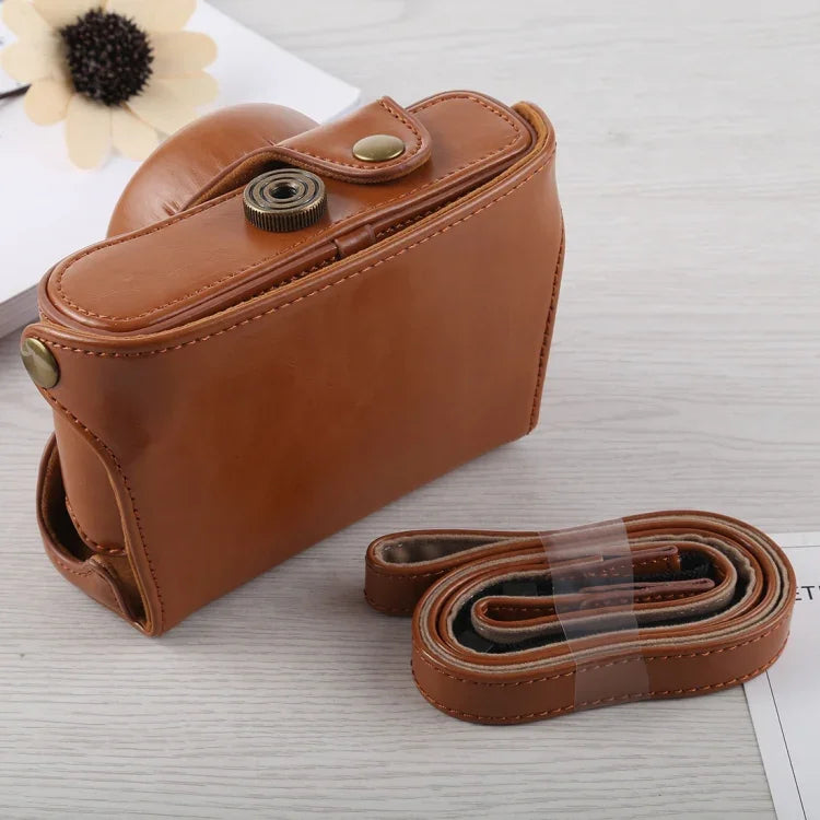 Étui intégral en cuir PU avec bandoulière pour appareil photo Fujifilm X100F.