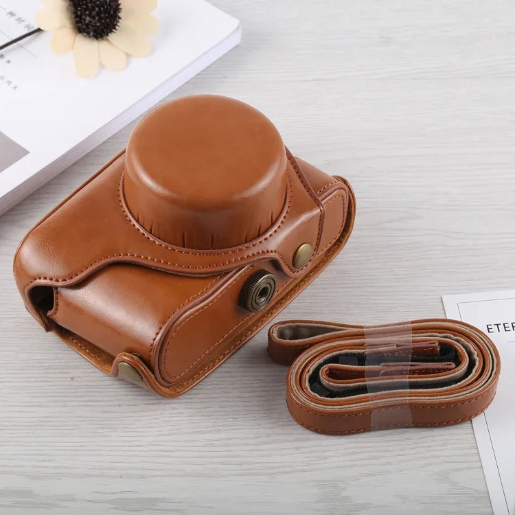 Étui intégral en cuir PU avec bandoulière pour appareil photo Fujifilm X100F.