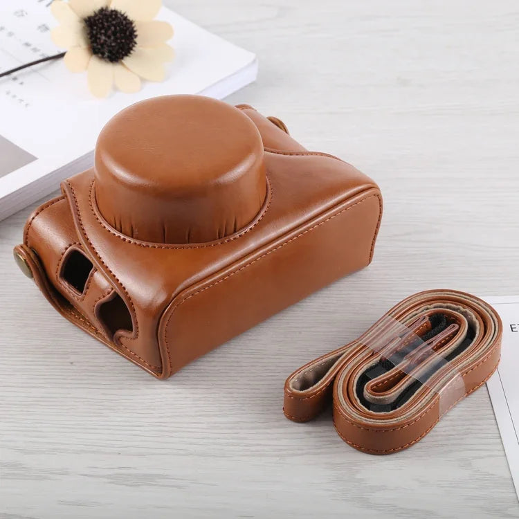 Étui intégral en cuir PU avec bandoulière pour appareil photo Fujifilm X100F.