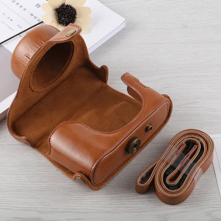 Étui intégral en cuir PU avec bandoulière pour appareil photo Fujifilm X100F.