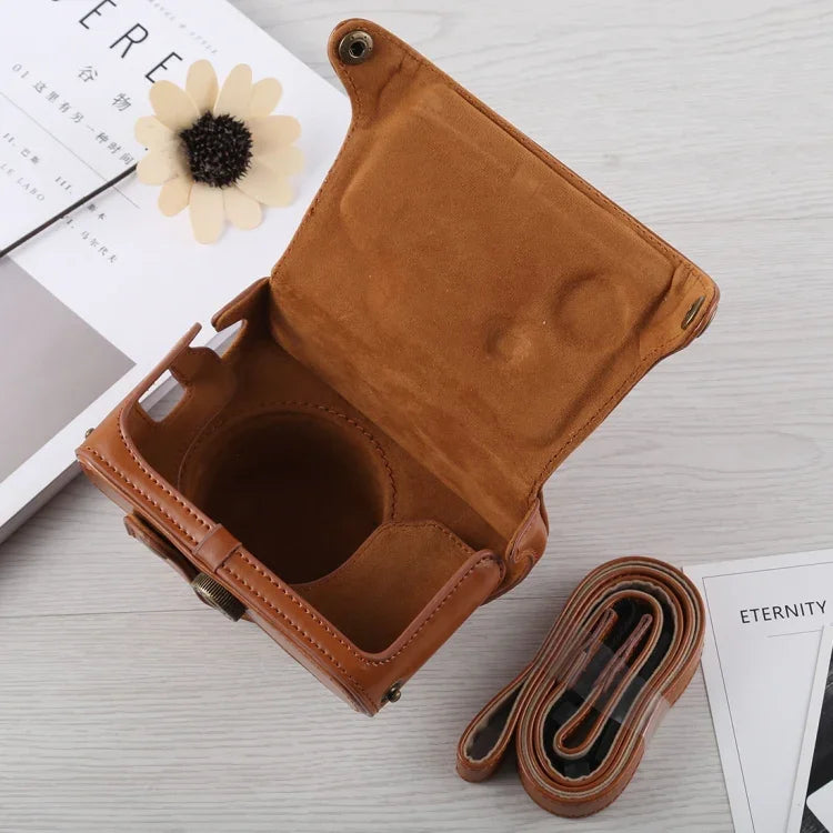 Étui intégral en cuir PU avec bandoulière pour appareil photo Fujifilm X100F.