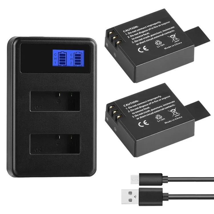 Chargeur double batterie avec écran LCD pour SJCAM SJ7000 / SJ6000 / SJ5000 / SJ4000, affichage de la capacité de charge, compatible avec SJCAM SJ7000