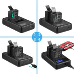Chargeur double batterie avec écran LCD pour SJCAM SJ7000 / SJ6000 / SJ5000 / SJ4000, affichage de la capacité de charge, compatible avec SJCAM SJ7000
