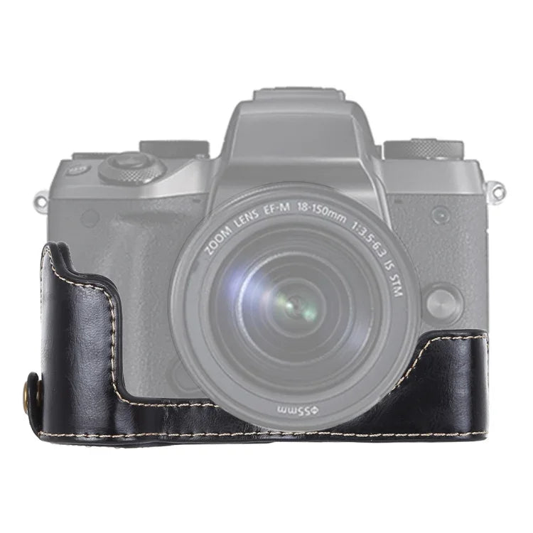 Base d'étui demi-boîtier en cuir PU avec filetage 1/4 pouce pour Canon EOS M5, pour Canon M5