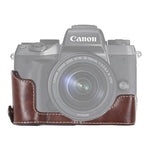 Base d'étui demi-boîtier en cuir PU avec filetage 1/4 pouce pour Canon EOS M5, pour Canon M5