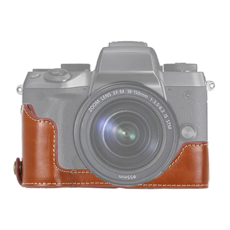 Base d'étui demi-boîtier en cuir PU avec filetage 1/4 pouce pour Canon EOS M5, pour Canon M5