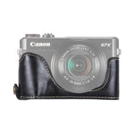 Base d'étui demi-boîtier en cuir PU avec filetage 1/4 pouce pour Canon G7 X Mark II et Canon G7X2