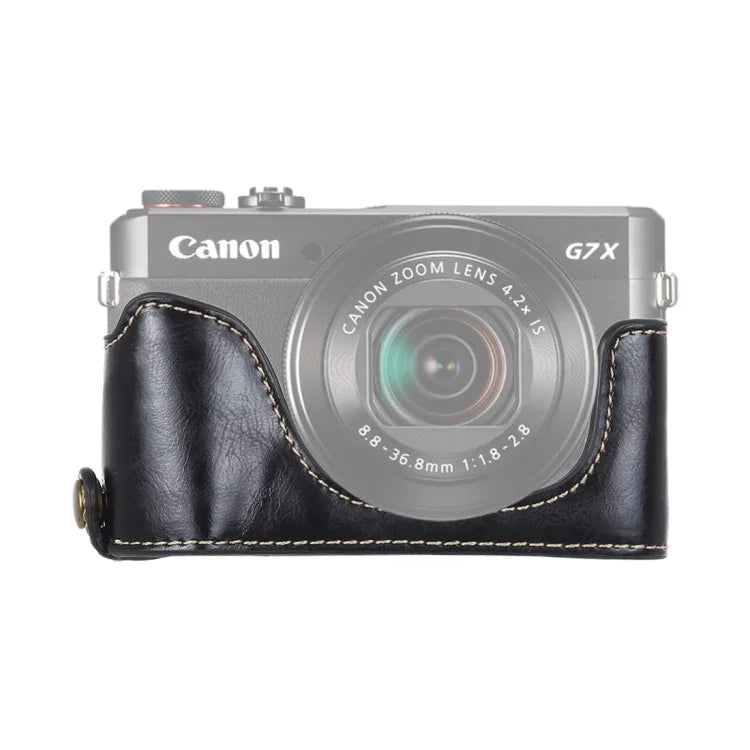 Base d'étui demi-boîtier en cuir PU avec filetage 1/4 pouce pour Canon G7 X Mark II et Canon G7X2