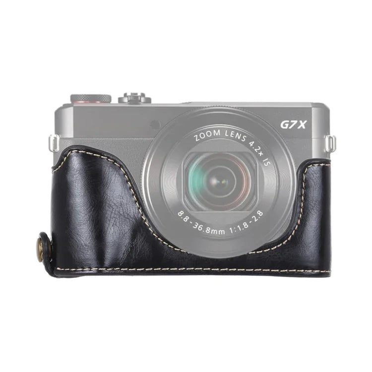 Base d'étui demi-boîtier en cuir PU avec filetage 1/4 pouce pour Canon G7 X Mark II et Canon G7X2