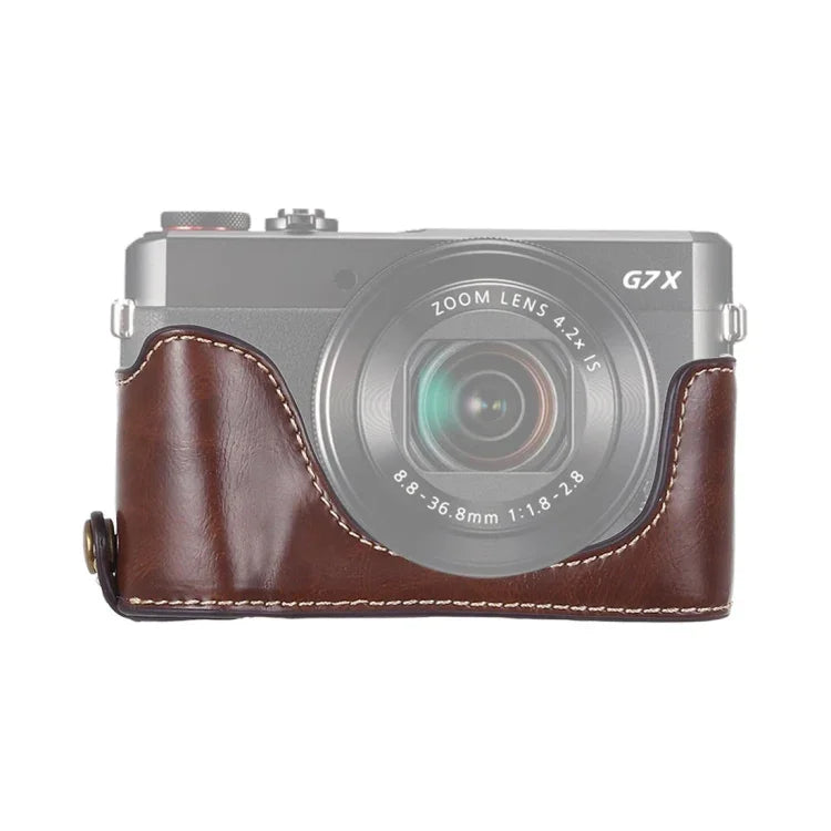 Base d'étui demi-boîtier en cuir PU avec filetage 1/4 pouce pour Canon G7 X Mark II et Canon G7X2