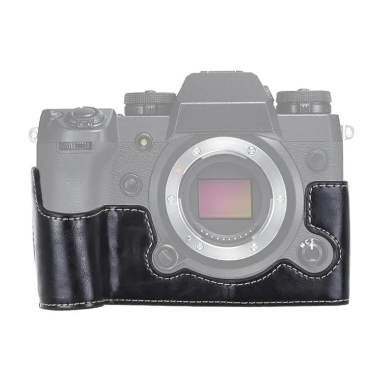 Étui demi-dos en cuir PU avec filetage 1/4 pouce pour appareil photo FUJIFILM X-H1