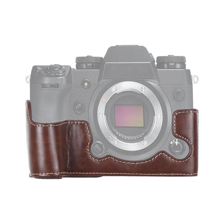 Étui demi-dos en cuir PU avec filetage 1/4 pouce pour appareil photo FUJIFILM X-H1