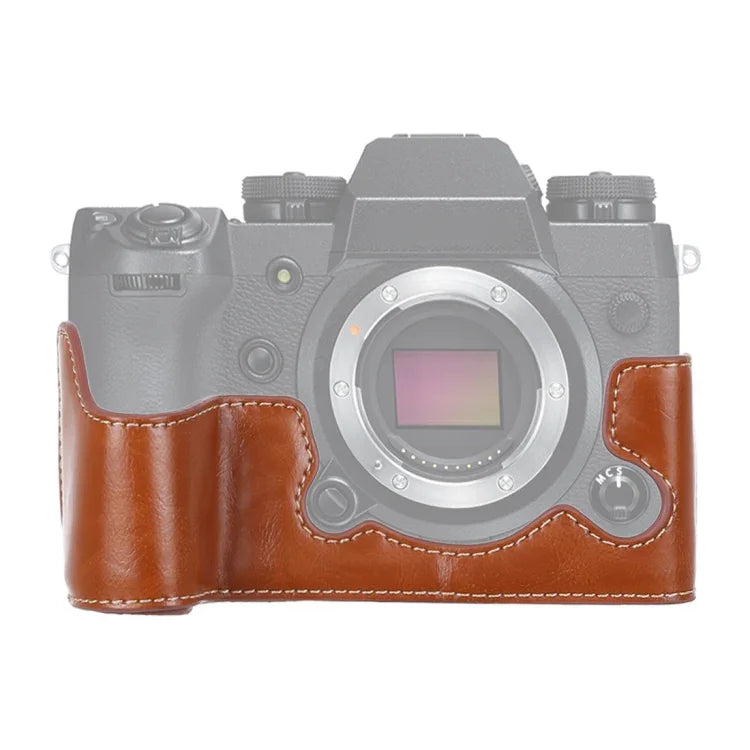 Étui demi-dos en cuir PU avec filetage 1/4 pouce pour appareil photo FUJIFILM X-H1