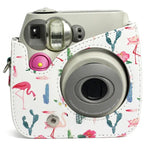 Étui de protection en cuir PU à motif cactus flamant rose pour appareil photo FUJIFILM Instax Mini 7S / 7C, motif cactus flamant rose