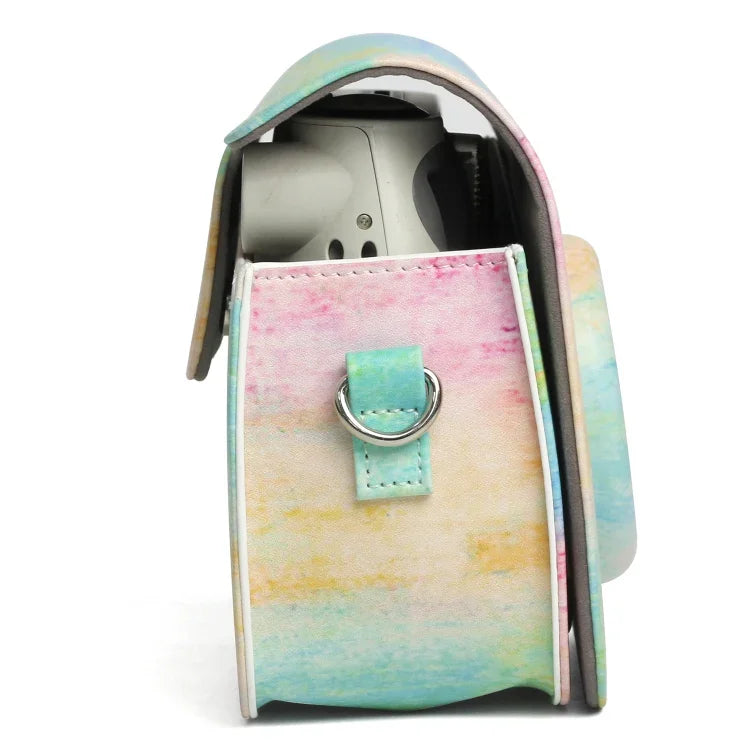 Étui de protection en cuir PU à motif peinture à l'huile arc-en-ciel pour appareil photo FUJIFILM Instax Mini 7S / 7C, motif peinture à l'huile arc-en-ciel