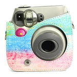Étui de protection en cuir PU à motif peinture à l'huile arc-en-ciel pour appareil photo FUJIFILM Instax Mini 7S / 7C, motif peinture à l'huile arc-en-ciel