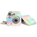 Étui de protection en cuir PU à motif peinture à l'huile arc-en-ciel pour appareil photo FUJIFILM Instax Mini 7S / 7C, motif peinture à l'huile arc-en-ciel