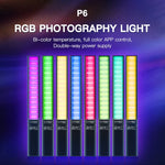 LUXCeO P6 Bâton lumineux LED RGB multicolore pour photos et vidéos, portable, contrôle par application, éclairage d'appoint LED couleur, P6