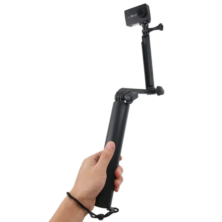 Monopode 3 en 1 + perche à selfie avec fixation magique pour GoPro, Insta360, DJI et autres caméras d'action, longueur : 24,5-63 cm (noir)