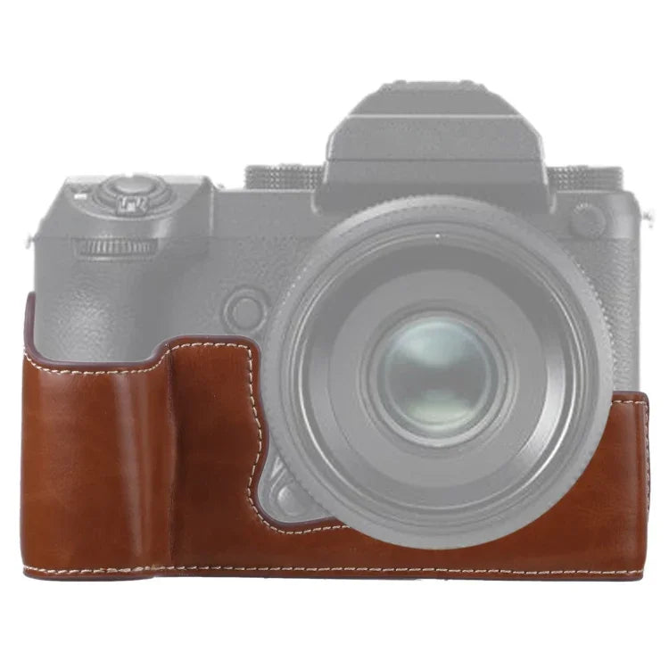Étui demi-boîtier en cuir PU avec filetage 1/4 pouce pour appareil photo FUJIFILM GFX 50S