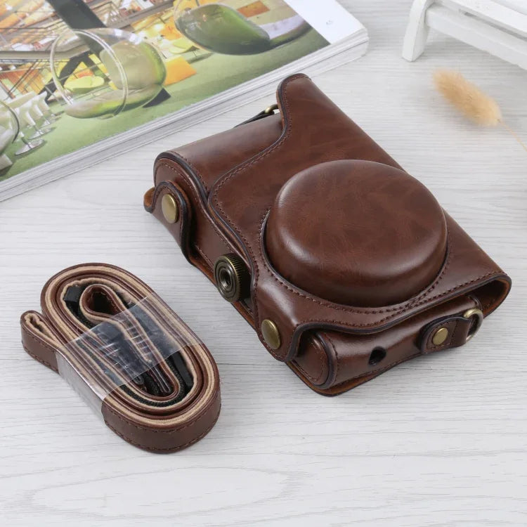 Étui intégral en cuir PU avec bandoulière pour appareil photo Samsung Galaxy EK-GC100 / EK-GC110 / EK-GC200, pour appareil photo Samsung Galaxy EK-GC200, pour appareil photo Samsung Galaxy EK-GC100