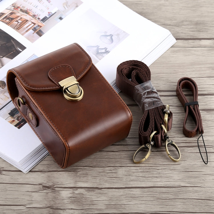 Étui en cuir PU avec boucle de verrouillage pour appareil photo, avec dragonne et sangle de cou, pour Canon G7X II / G9X Mark II, Sony RX100 / M2, Pour RX100, Pour G7X II