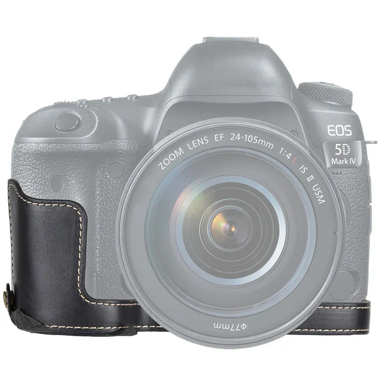 Base d'étui demi-boîtier en cuir PU avec filetage 1/4 pouce pour Canon EOS 5D Mark IV / 5D Mark III, pour Canon 5D4