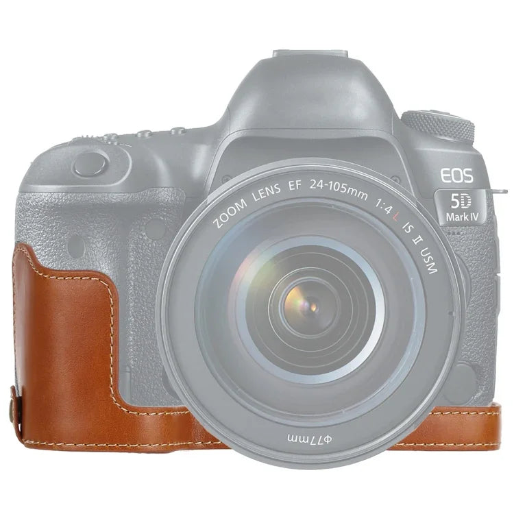 Base d'étui demi-boîtier en cuir PU avec filetage 1/4 pouce pour Canon EOS 5D Mark IV / 5D Mark III, pour Canon 5D4