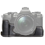 Base d'étui demi-boîtier en cuir PU avec filetage 1/4 pouce pour Olympus EM5 / EM5 Mark II, pour Olympus EM5