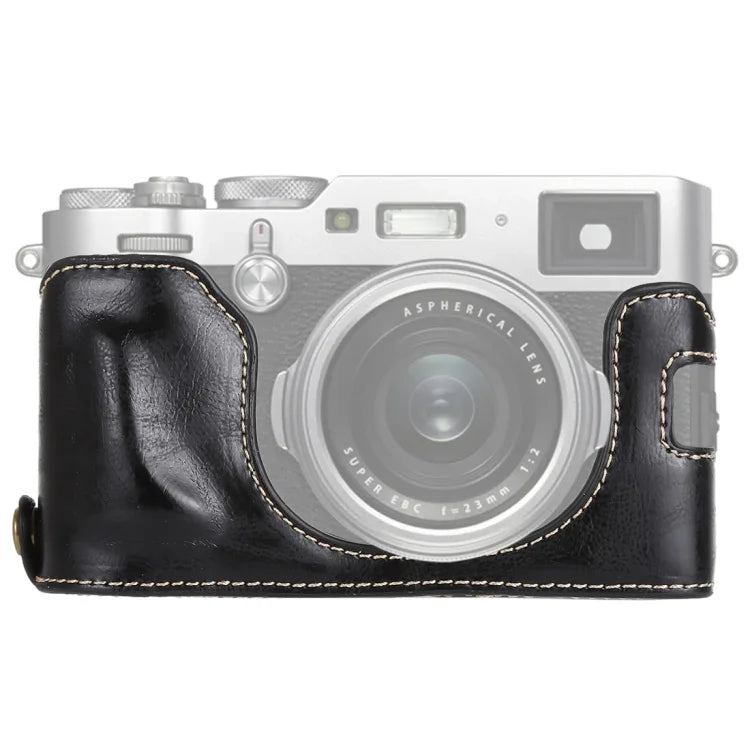 Étui demi-dos en cuir PU avec filetage 1/4 pouce pour appareil photo FUJIFILM X100F