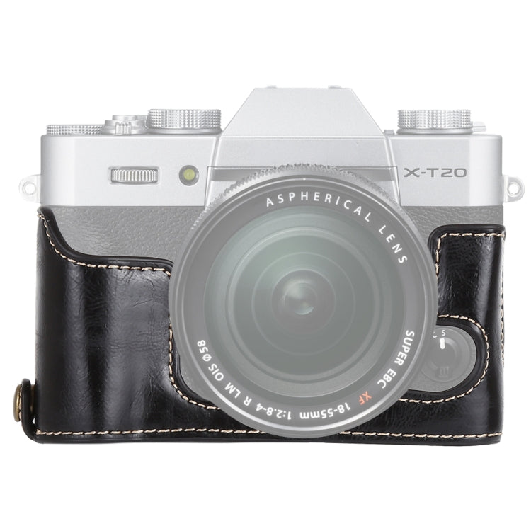 Étui demi-boîtier en cuir PU avec filetage 1/4 pouce pour appareils photo FUJIFILM X-T10 / X-T20 et FUJIFILM XT10.