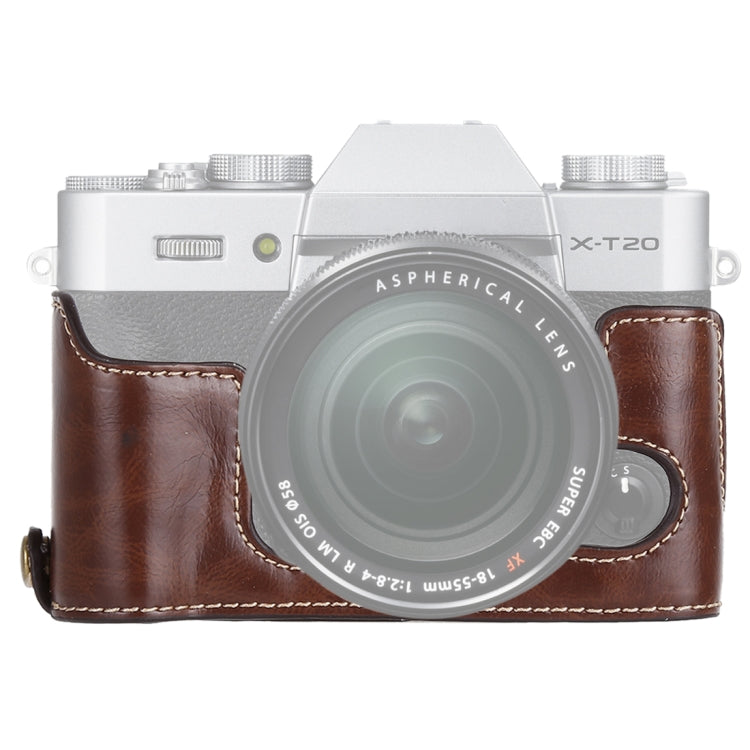 Étui demi-boîtier en cuir PU avec filetage 1/4 pouce pour appareils photo FUJIFILM X-T10 / X-T20 et FUJIFILM XT10.