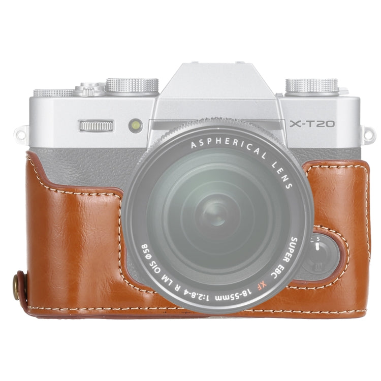 Étui demi-boîtier en cuir PU avec filetage 1/4 pouce pour appareils photo FUJIFILM X-T10 / X-T20 et FUJIFILM XT10.