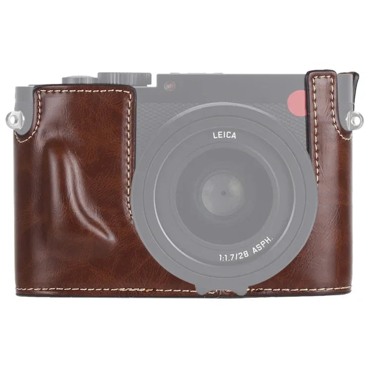 Base d'étui demi-caméra en cuir PU avec filetage 1/4 pouce pour Leica Q (type 116), pour Leica Q