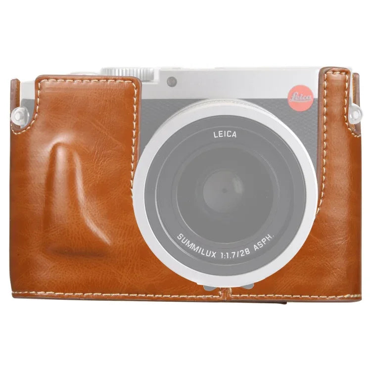 Base d'étui demi-caméra en cuir PU avec filetage 1/4 pouce pour Leica Q (type 116), pour Leica Q