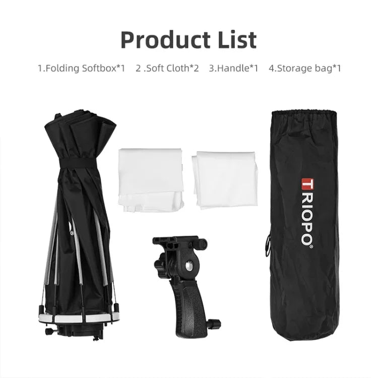 Diffuseur parabolique octogonal TRIOPO KS90 90 cm avec poignée de fixation pour flash Speedlite, KS90