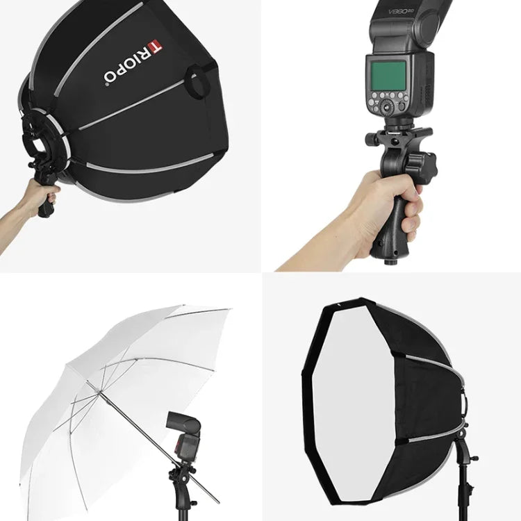 Diffuseur parabolique octogonal TRIOPO KS90 90 cm avec poignée de fixation pour flash Speedlite, KS90