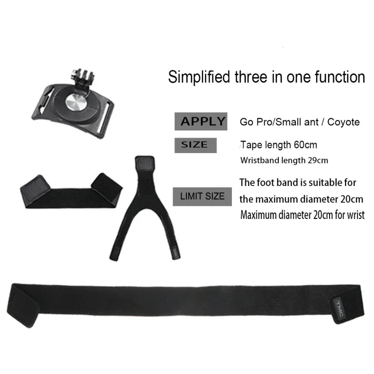 Support rotatif à 360° GP278 3 en 1 pour mains, poignets, bras et jambes, compatible avec GoPro, Insta360, DJI et autres caméras d'action, GP278