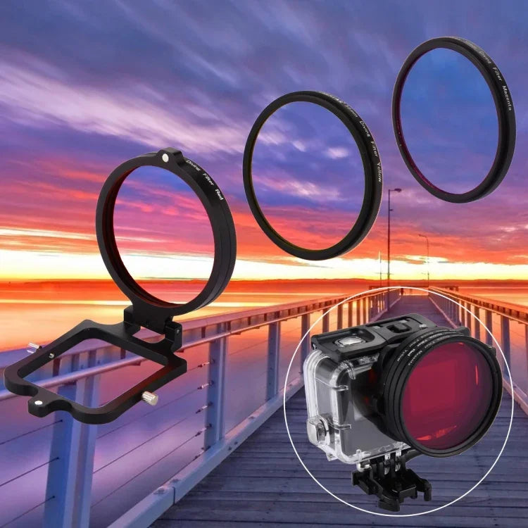 Filtre de plongée 58 mm jaune + rouge + violet pour GoPro HERO7 Black/6/5, objectif de plongée 3 couleurs 58 mm