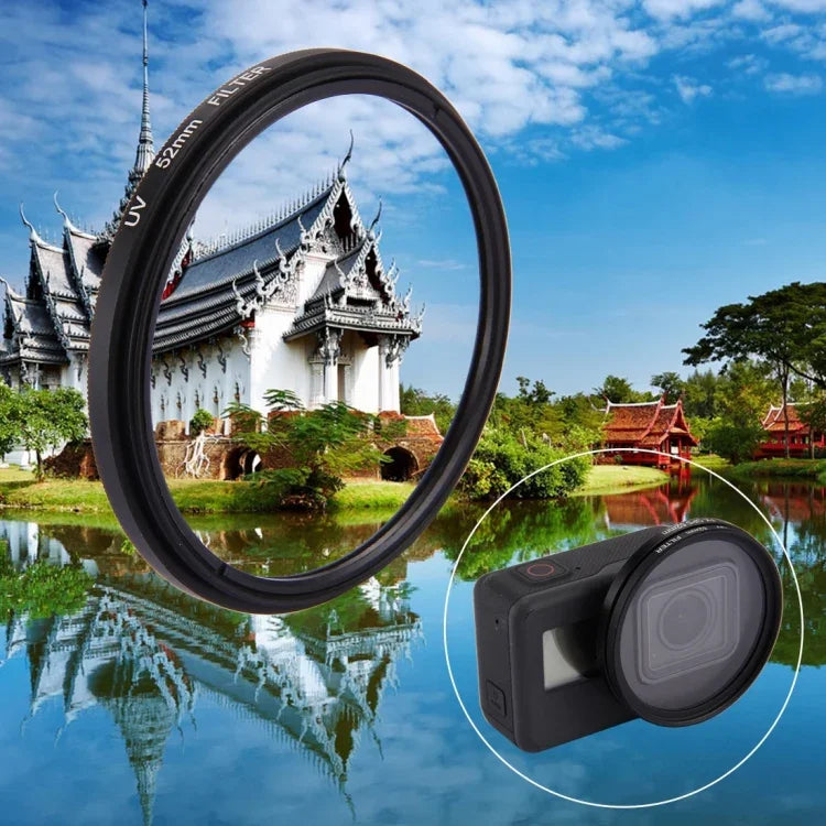 Filtre UV rond 3 en 1 de 52 mm avec capuchon pour GoPro HERO7 Black/6/5, lentille UV de 52 mm