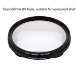 Filtre UV rond 3 en 1 58 mm avec capuchon pour GoPro HERO7 Black/6/5, lentille UV 58 mm
