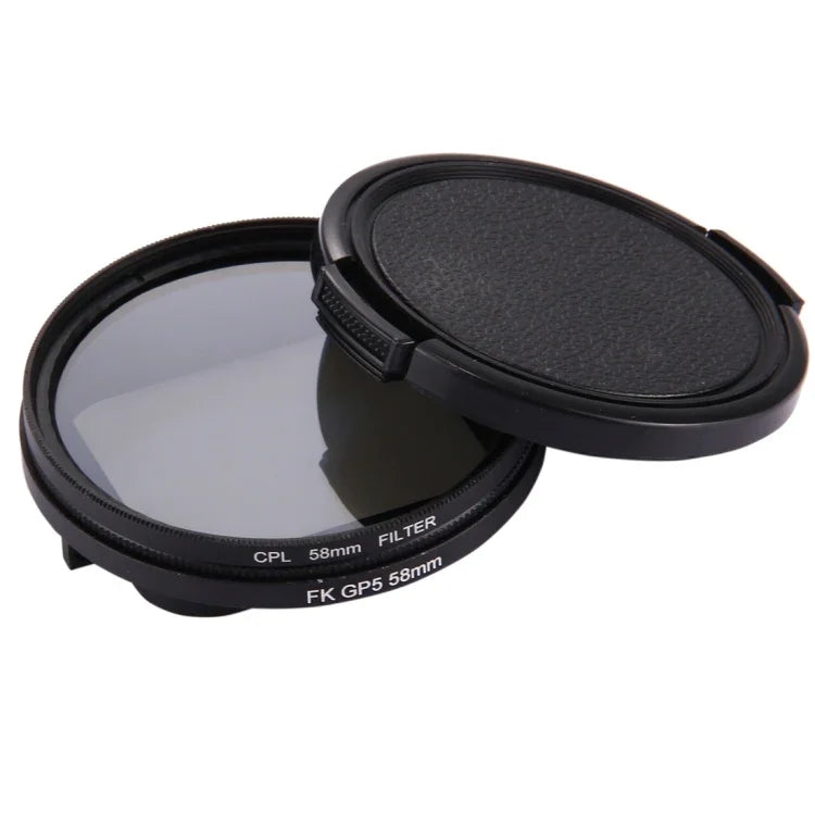 Filtre CPL rond 3 en 1 58 mm avec capuchon pour GoPro HERO7 Black/6/5, lentille CPL 58 mm