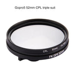 Filtre CPL rond 3 en 1 52 mm avec capuchon pour GoPro HERO7 Black/6/5, lentille CPL 52 mm