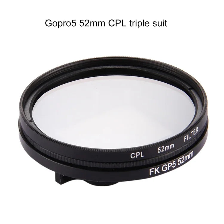 Filtre CPL rond 3 en 1 52 mm avec capuchon pour GoPro HERO7 Black/6/5, lentille CPL 52 mm