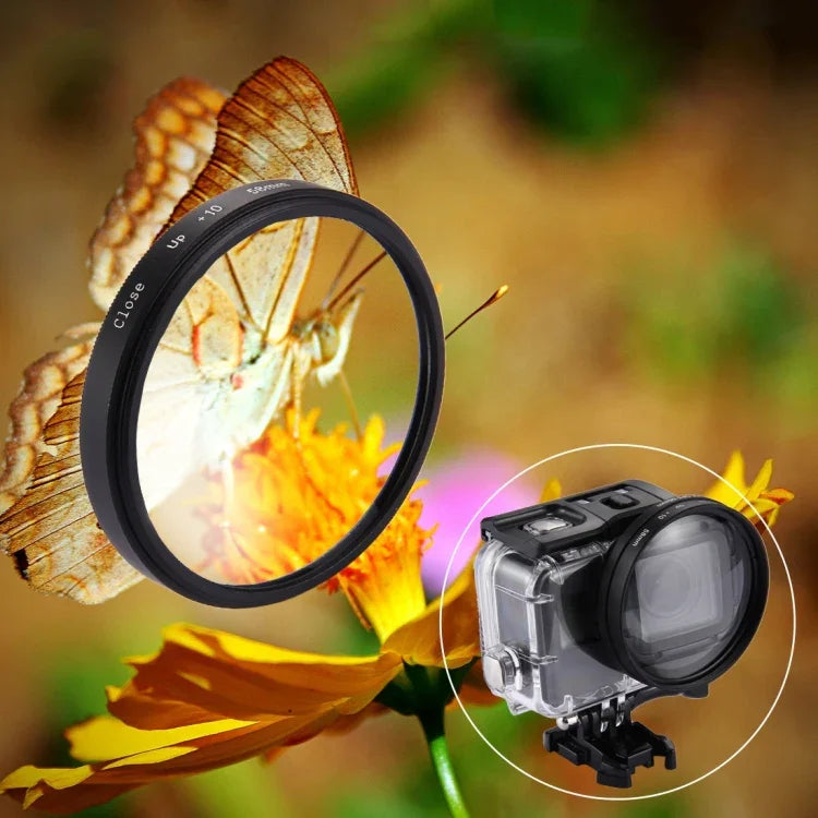 Filtre macro 58 mm 2 en 1 10x pour GoPro HERO7 Black/6/5, objectif macro 58 mm