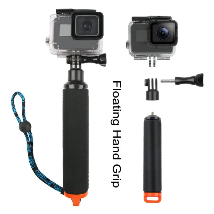 Déclencheur + cache transparent pour objectif dôme + poignée flottante, bâton de plongée avec dragonne anti-perte réglable, vis et clé pour GoPro HERO7/6/5, cache transparent + poignée